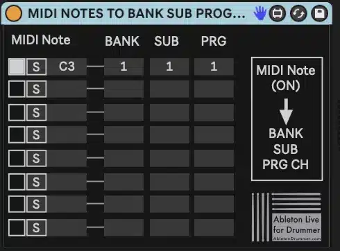 MIDI-Noten oder CC zu Program Changes konvertieren